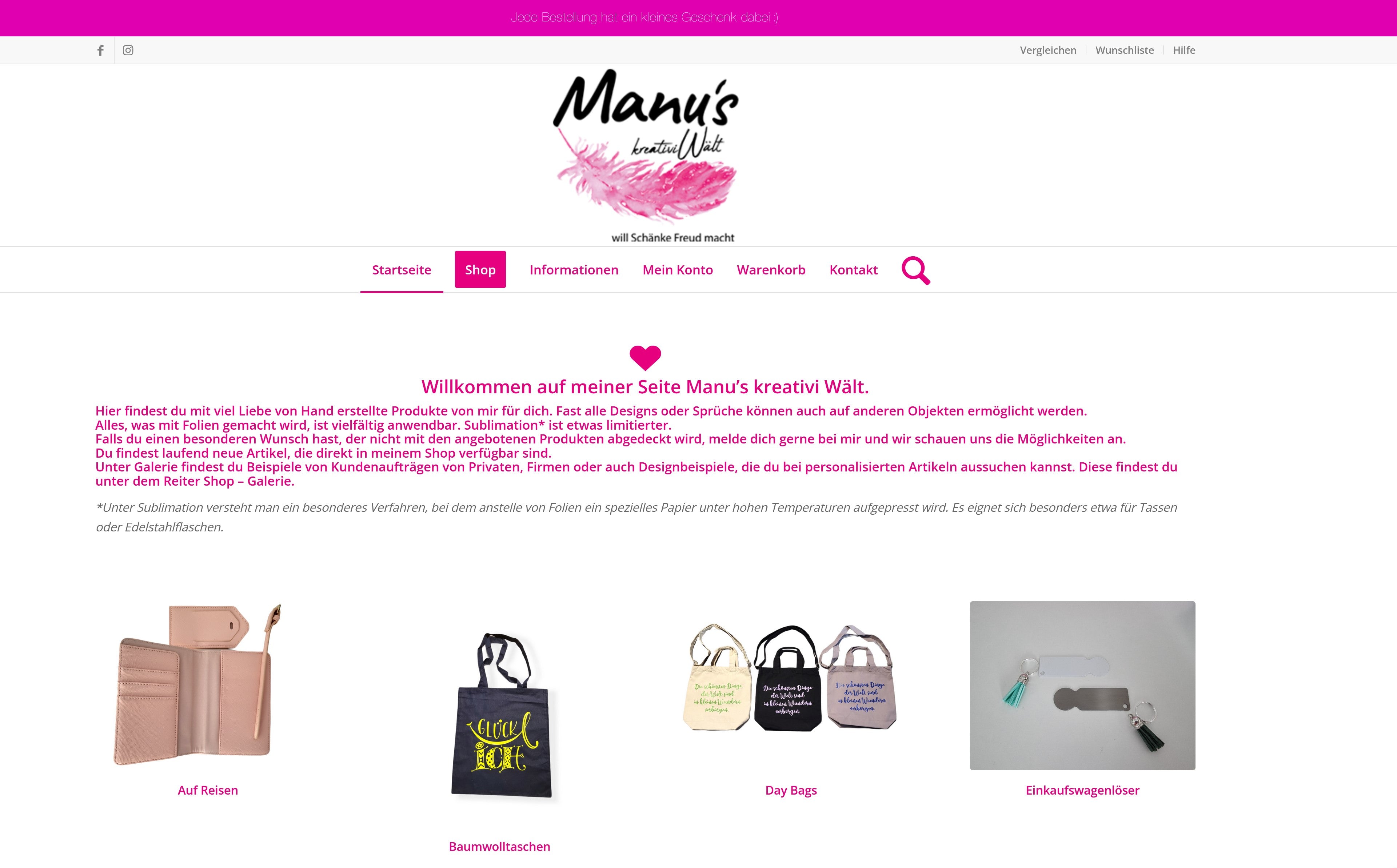 Neuer Webshop Manukreativ.ch