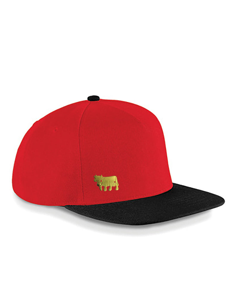 Swagalp Cap Beechfield klassisch rot/schwarz - Chüeli, gold